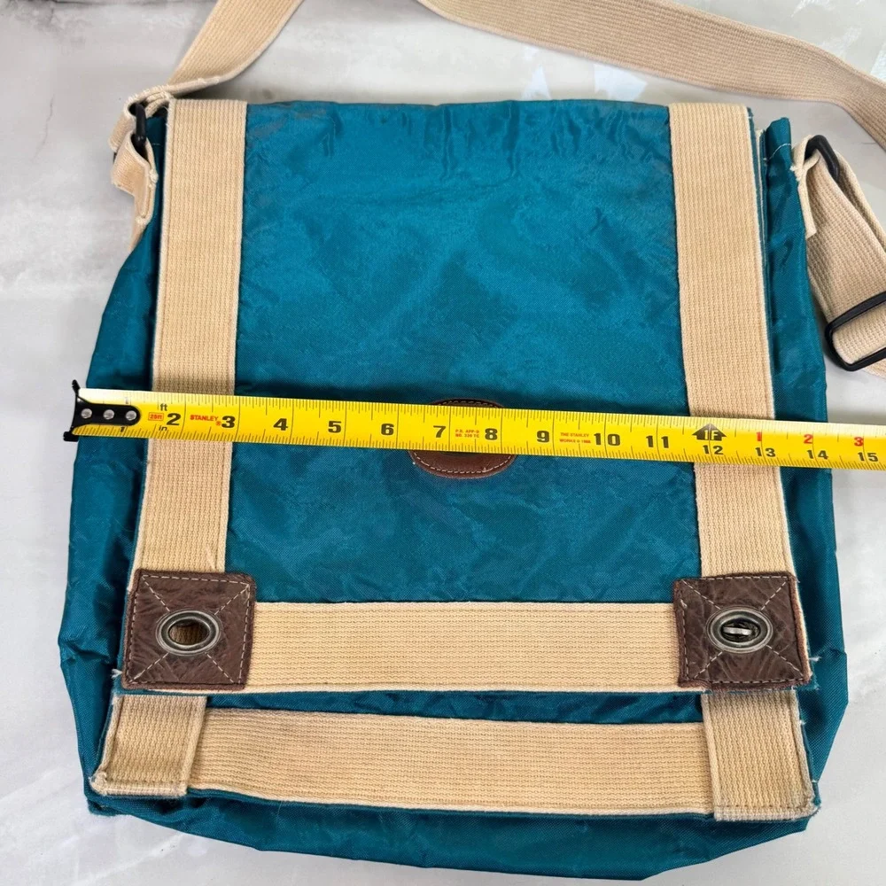 Vintage JUMP Teal Messenger Bag Adjustable Strap‎ 2 Clasp Flap Closure